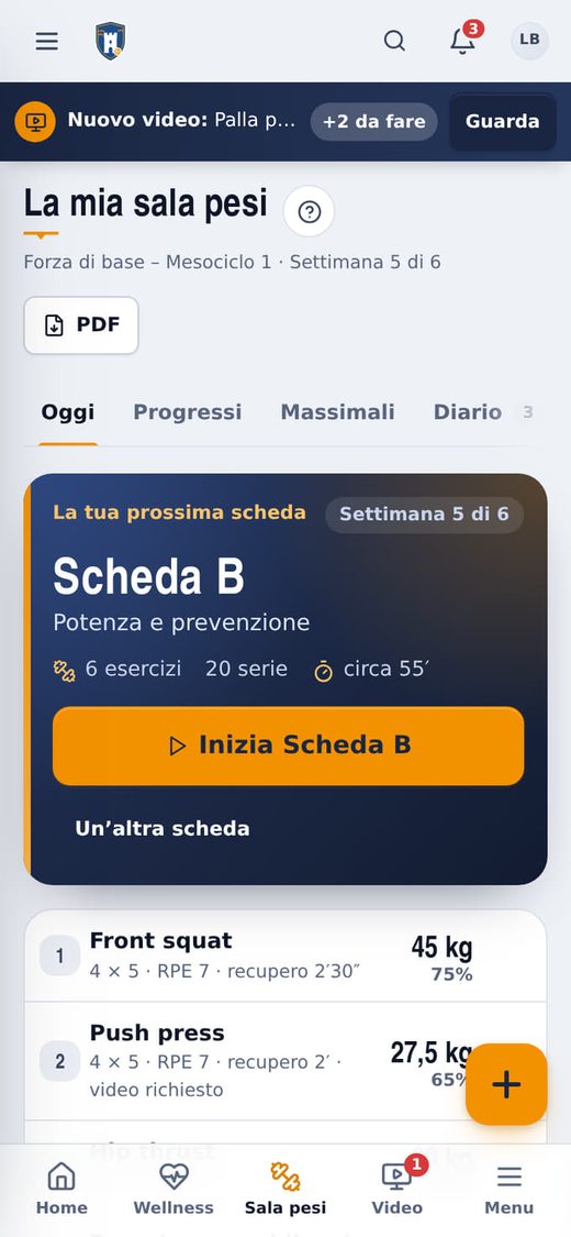 La sala pesi guidata dal telefono